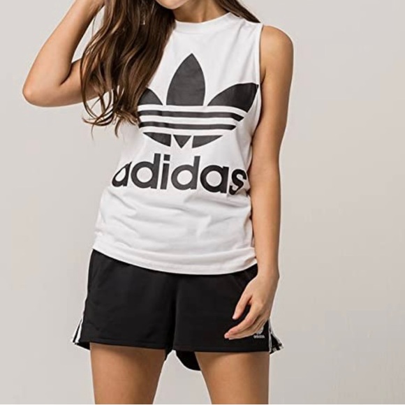 ADIDAS ORIGINALS Women's Trefoil Oversize Logo Muscle Tank - Picture 1 of 7